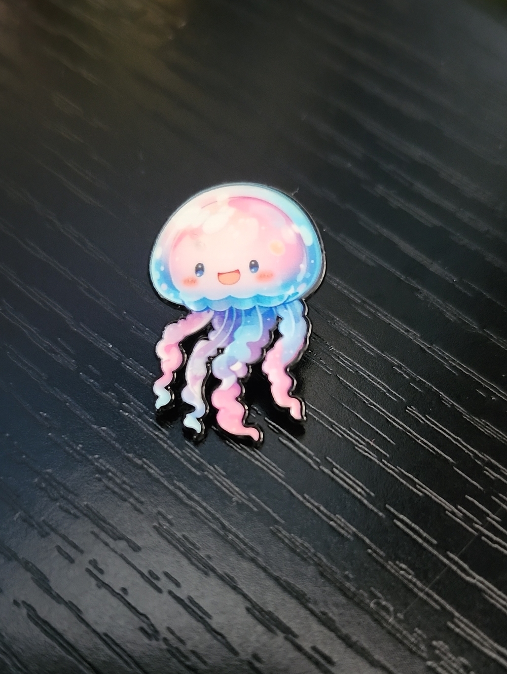 Pink & Blue Jellyfish Swim Enamel Pin- Cute Ocean Accessory